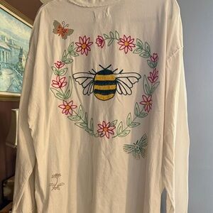 We The Free Bee & Floral Embroidered Long Sleeve tee